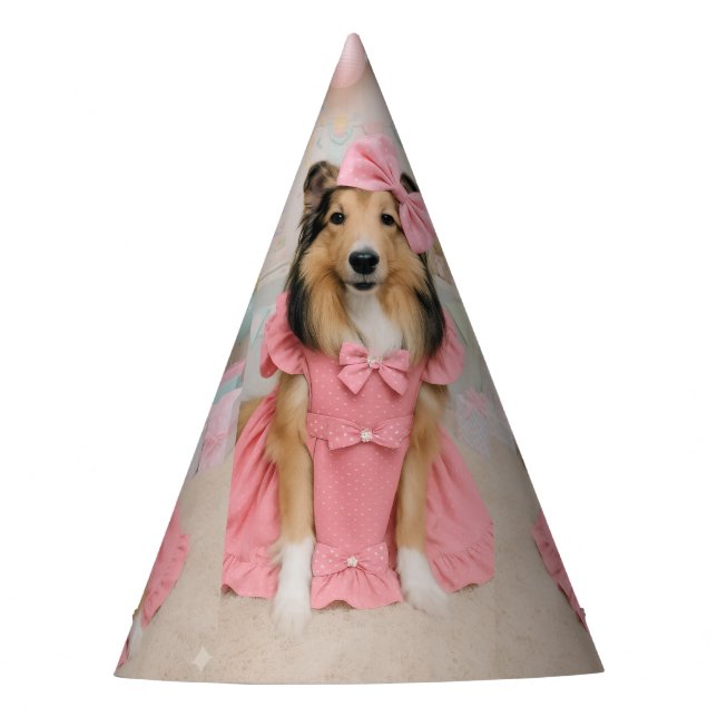 Pink Dress Sheltie Partyhütchen (Vorderseite)