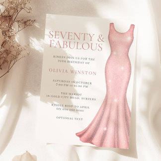 Pink Dress Womans 70. Geburtstagsparty Einladung