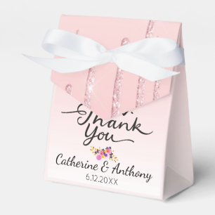 Pink Driving Glitzer Floral Vielen Dank Geschenkschachtel