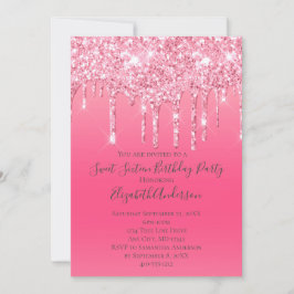 Pink Driving Glitzer Girly Trendy Chic Geburtstag Einladung