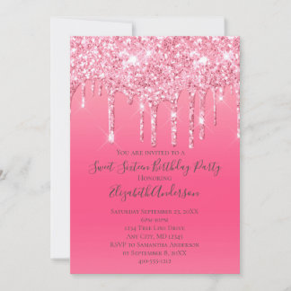 Pink Driving Glitzer Girly Trendy Chic Geburtstag Einladung