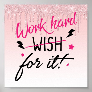 Pink Driving Glitzer Inspiration Zitat Poster