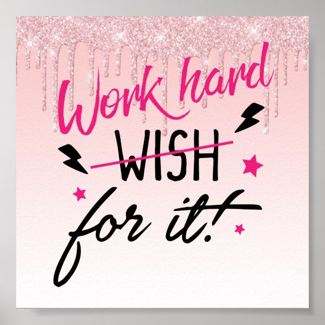 Pink Driving Glitzer Inspiration Zitat Poster (Vorne)