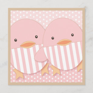 Pink Ducky Twin Girls Babydusche Einladung