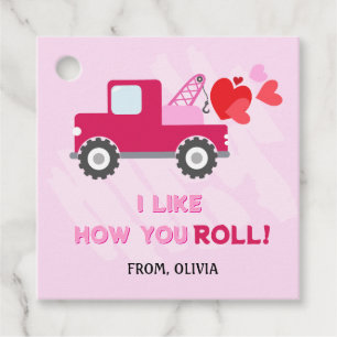 Pink Dump Truck Herz Valentines Gift Tags Geschenkanhänger