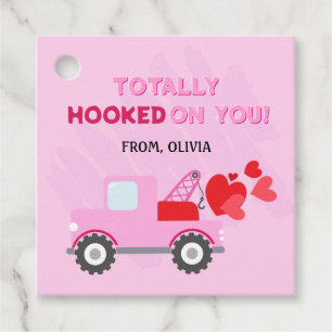 Pink Dump Truck Herz Valentines Gift Tags Geschenkanhänger