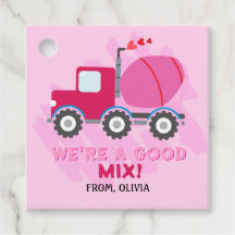 Pink Dump Truck Herz Valentines Gift Tags