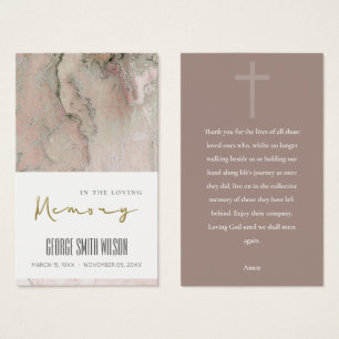 PINK DUSKY ROSE GOLD BEILEID MEMORIY PRAYER CARD