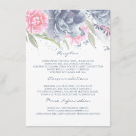 Pink + Dusty Blue Floral Wedding Information Guest Begleitkarte
