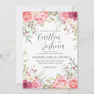 Pink Dusty Rose Greenerity Wedding Einladung