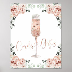 Pink Dusty Rose Petals Prosecco Cards und GIfts Poster
