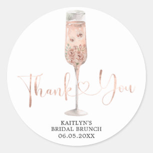 Pink Dusty Rose Petals Prosecco Danke Aufkleber