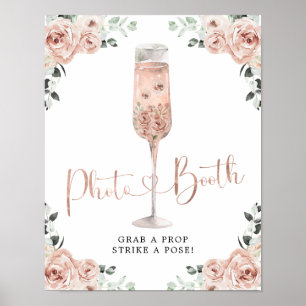 Pink Dusty Rose Petals Prosecco Foto Standzeichen Poster