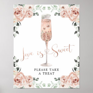 Pink Dusty Rose Petals Prosecco Liebe ist süß Poster