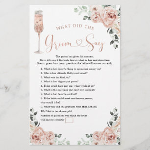 Pink Dusty Rose Petals und Prosecco Groom Say Game