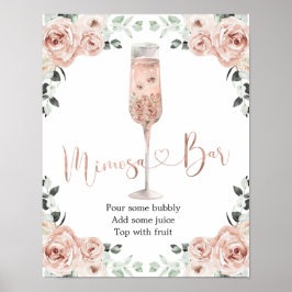 Pink Dusty Rose Petals und Prosecco Mimosa Bar Poster
