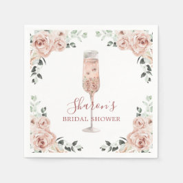 Pink Dusty Rose Petals und Prosecco Paper Napkin Serviette