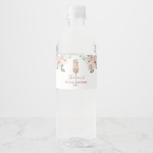 Pink Dusty Rose Petals und Prosecco Wasserflasche Wasserflaschenetikett