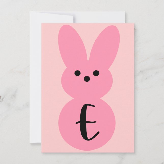 Pink "E" Bunny Shape Ostern Banner Card Einladung (Vorderseite)