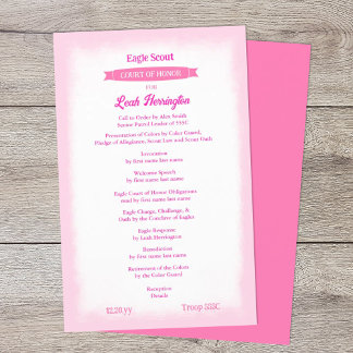 Pink Eagle Court of Honor Ceremony Program Flyer