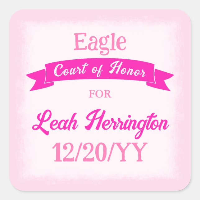 Pink Eagle Scout Party Favor Sticker (Vorderseite)