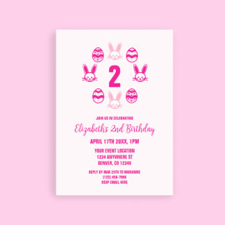 Pink Easter 2nd Birthday Einladung