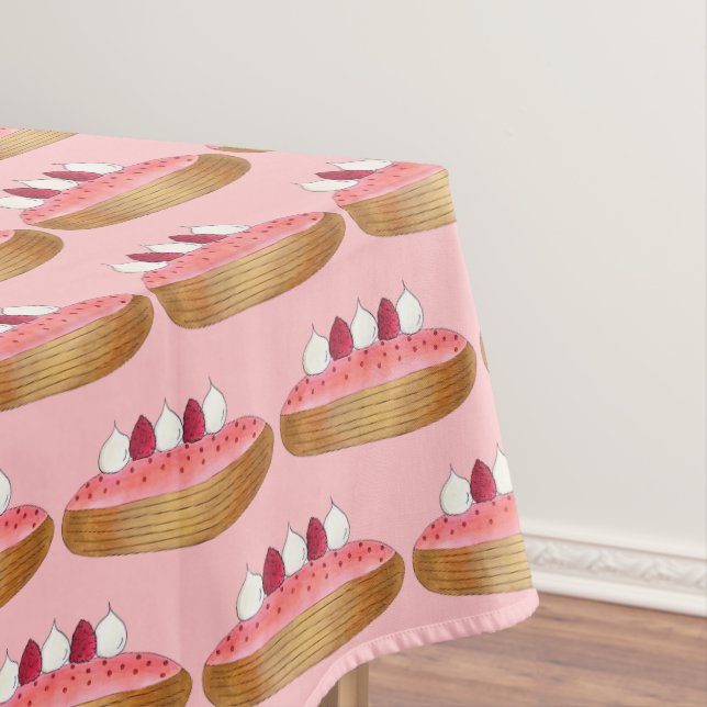 Pink Eclair Französisch Choux Konditorei Backwaren Tischdecke (Beispiel)