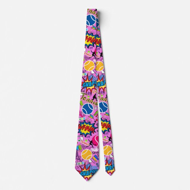 😍 🤩 pink Eclectic Tennis 🎾 Muster Krawatte (Vorderseite)