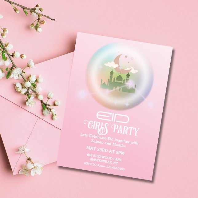 Pink Eid al fiturer feiern Einladung (Von Creator hochgeladen)