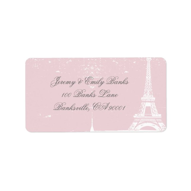 Pink Eiffel Tower Address Labels Adressaufkleber (Vorne)