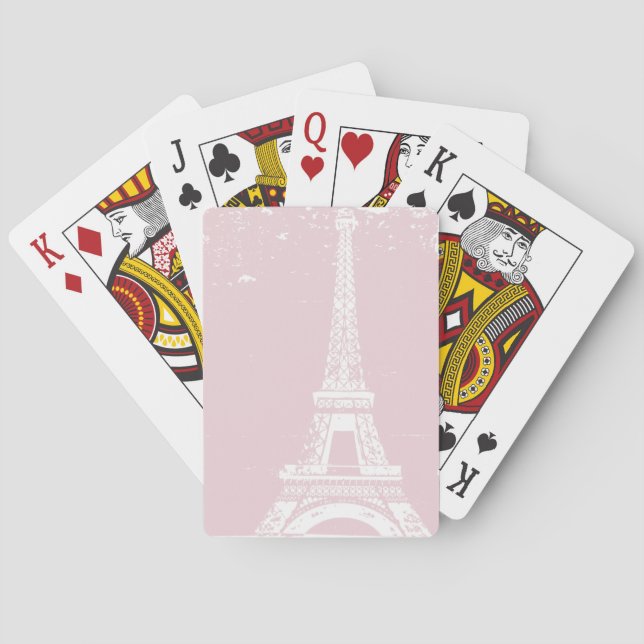 Pink Eiffel Tower Custom Playing Cards Spielkarten (Rückseite)