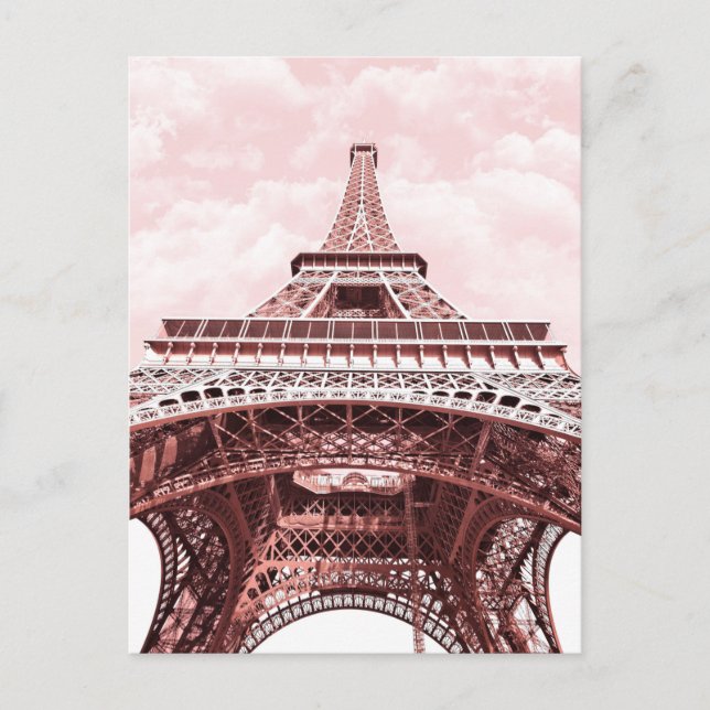 Pink Eiffel Tower Postcard Postkarte (Vorderseite)