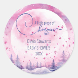 Pink ein kleines Stück Himmlische Kinderdusche Runder Aufkleber