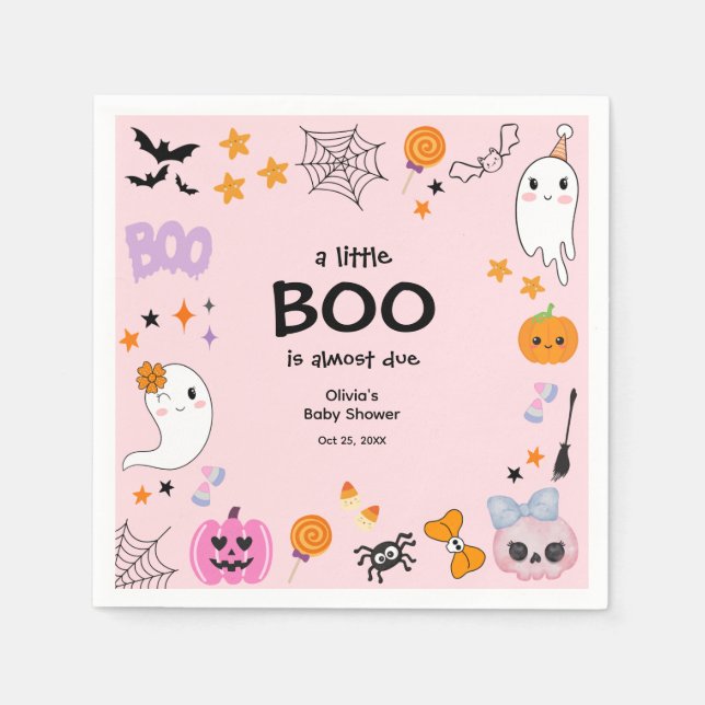 Pink eine kleine Niedliche Ghost Halloween Kinderd Serviette (Vorderseite)