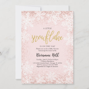 Pink eine kleine Schneeflocke Babydusche Einladung