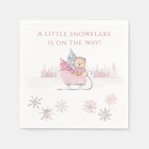 Pink eine kleine Schneeflocke Babydusche Serviette