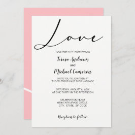 Pink Einfache Liebe Hochzeit der Typografie Einladung