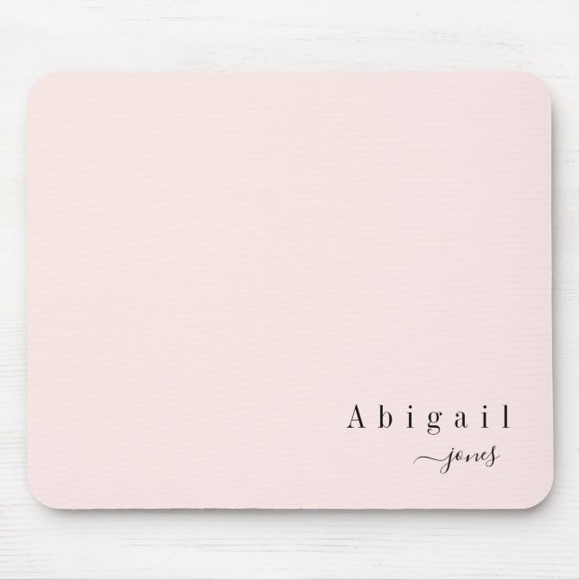Pink Einfache Schreibschrift Name Moderne Luxus pe Mousepad (Vorne)