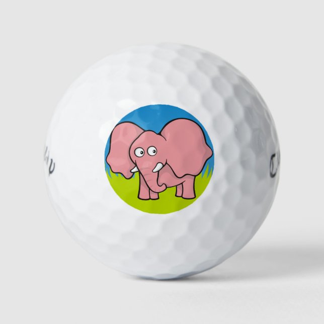 Pink-Elefant-Cartoon Golfball (Vorderseite)