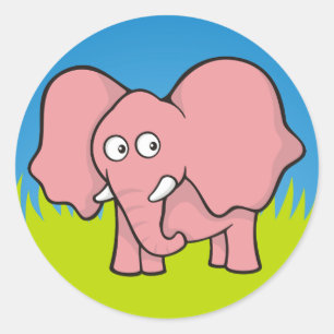 Pink-Elefant-Cartoon Runder Aufkleber