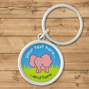 Pink-Elefant-Cartoon Schlüsselanhänger
