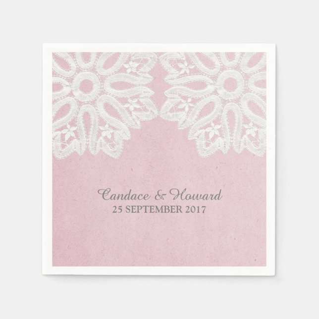 Pink Elegance Lace Paper Napkins Serviette (Vorderseite)