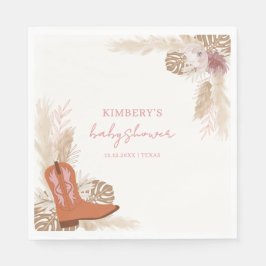 Pink Elegant Boho Cowgirl Boots Pampas Baby Dusche Serviette
