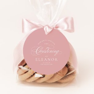 Pink Elegant Calligraphy Christening Danke Geschenkanhänger