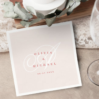 Pink elegant classic calligraphy vintage wedding serviette