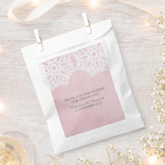 Pink Elegant Lace Fevor Bags Geschenktütchen (Ausgeschnitten)