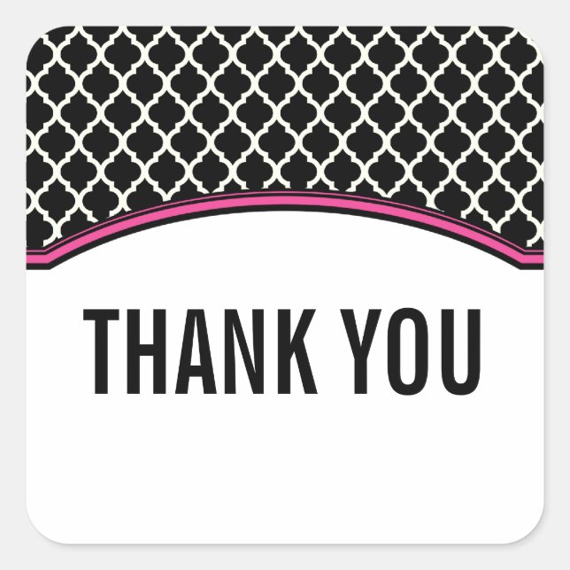 Pink Elegant Quartierfolie Danke Stickers (Vorderseite)