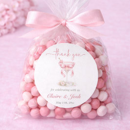 Pink Elegant Tini One On The Way Thank You Runder Aufkleber