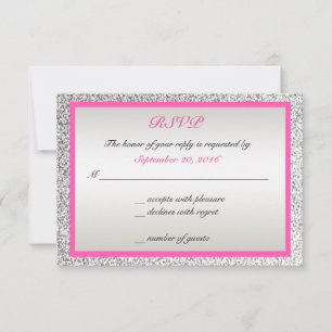 Pink - Elegante Glitter-Hochzeit RSVP Karte