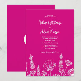 Pink | Elegante Wildblumen Wekdding Einladung